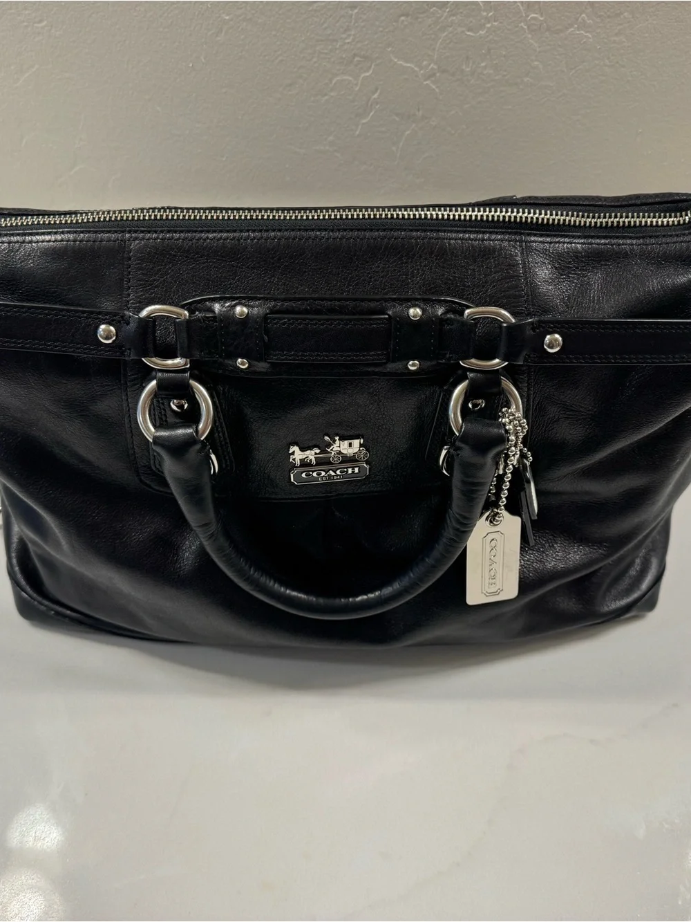 Coach Madison Large Sabrina 12949 Black Leather Satchel Y2K + Dust Bag